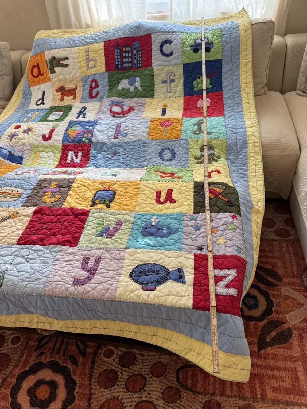 Pottery Barn Kids Alphabet Appliqué Patchwork Twin Quilt 64x78